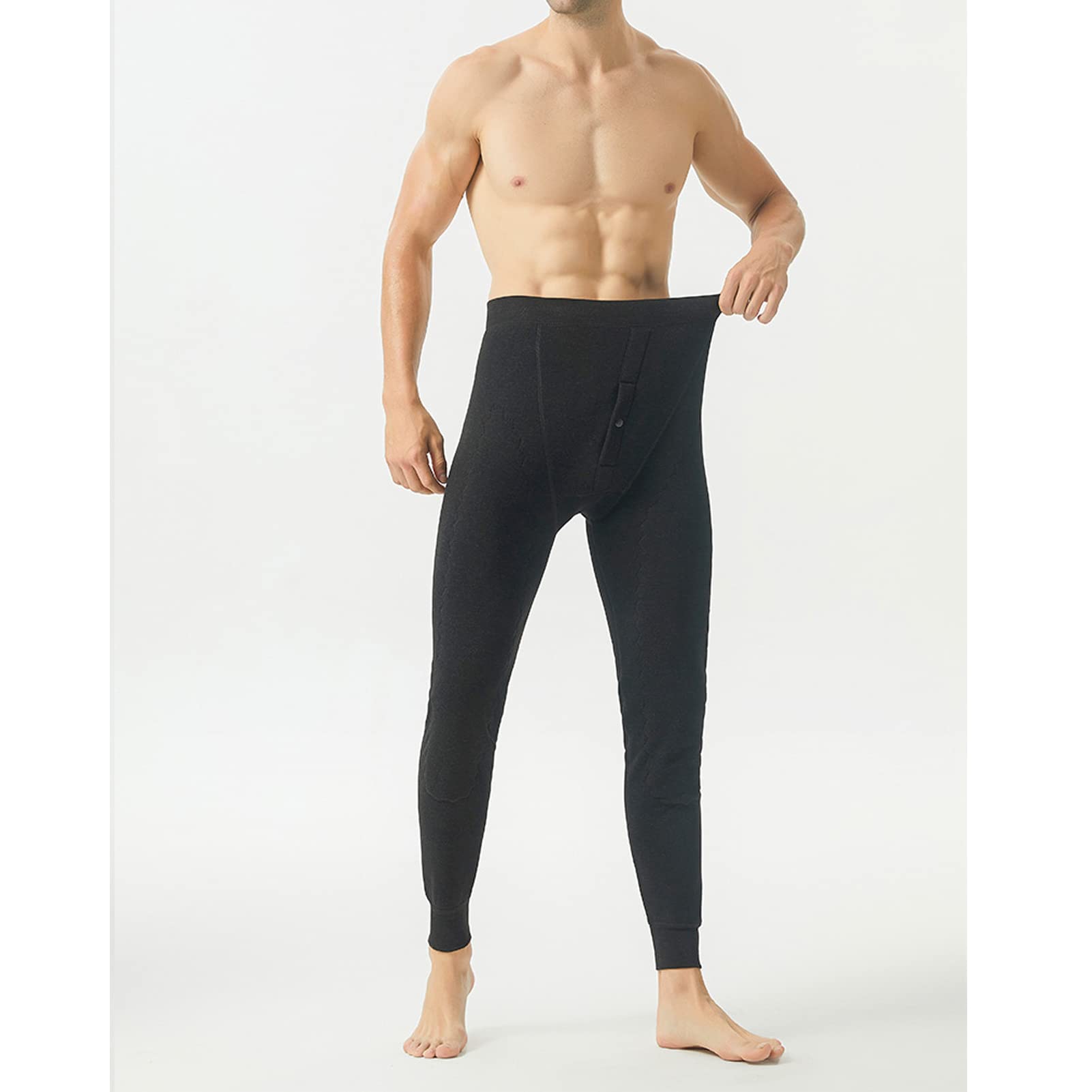 Leggings in Pile Termico a Vita Alta da Uomo - Pantaloni Lunghi Foderati Caldi Pesanti per l'inverno, Pantaloni della Tuta Elastici Fondo Strato di Base, Stile Jogger, Grigio, XXL