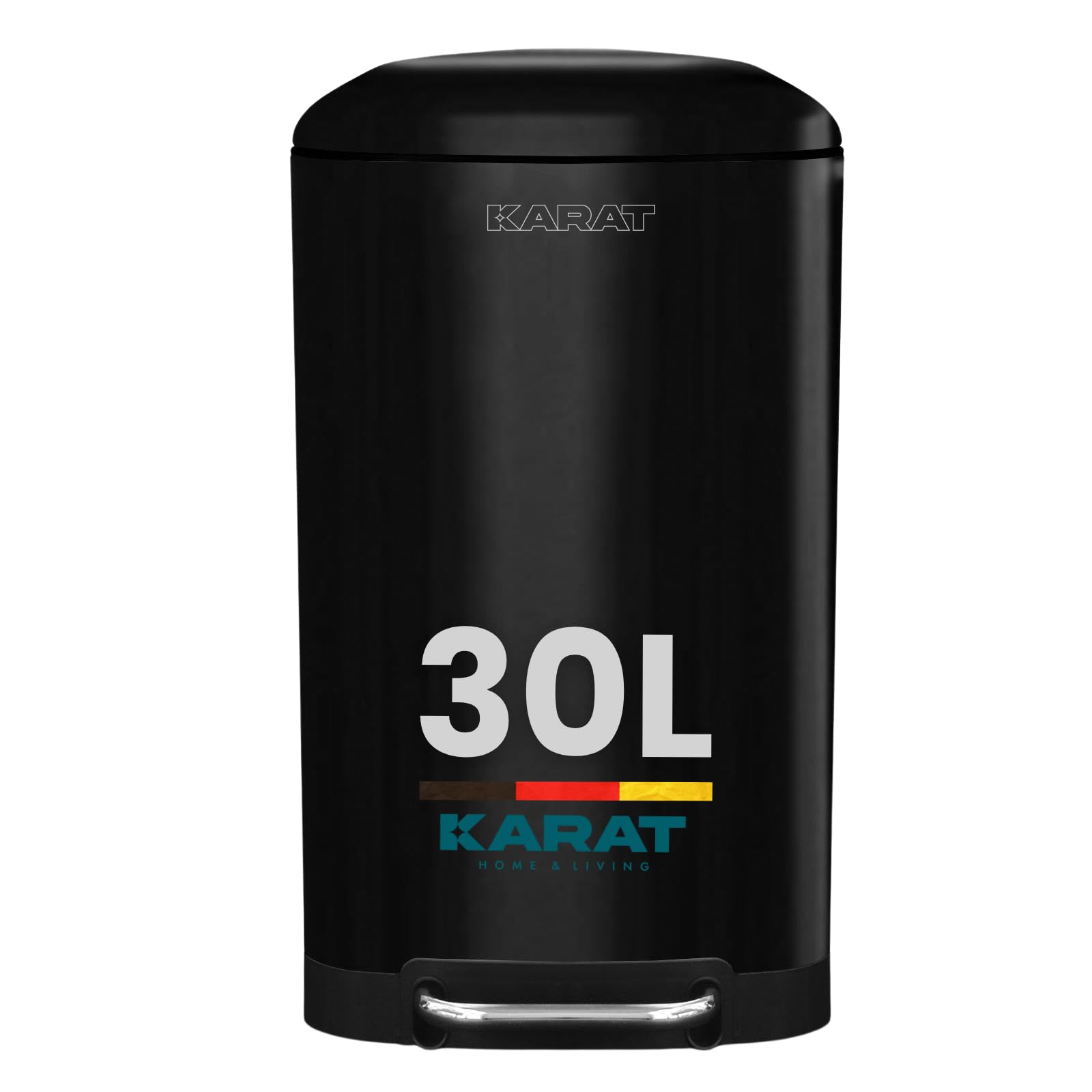KARAT Rubbish Bin 30 Litres Black - Stainless Steel Waste Separation System for Kitchen - (Cubo)