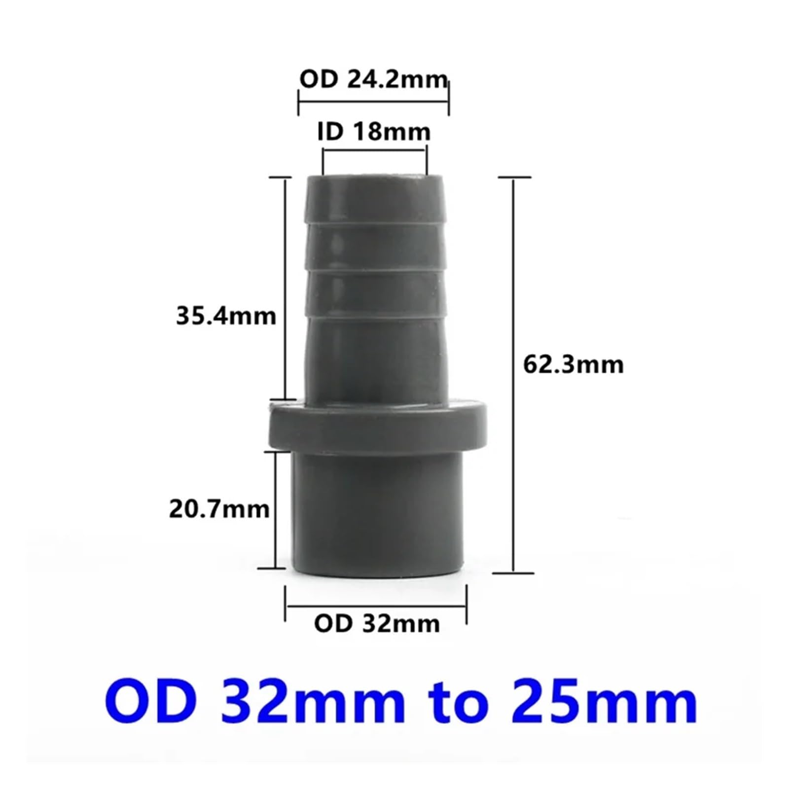 15 szt. Złączy rurowych PCV Pagoda do armatury akwariowej nawadniania ogrodu | Adapter do miękkich złączy węży 20/25/32 mm do 5/25 mm Biały Szary Niebieski(OD 32mm to 25mm,Gery (15PC))
