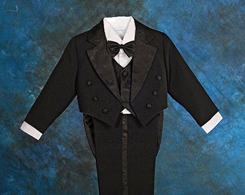 Dressy Daisy Baby Boy Classic Fit Tuxedo Black Suit 5 Pieces Set Formal Wear Wedding Outfit Size 18-24 Months, With Vest #TOP1