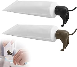 LUWREVC 2PCS Pooping Dog Butt Toothpaste Topper, Funny Toothpaste Dispenser, Creative Bathroom Toothpaste Cap Accessory for Kids and Adults (Black+Brown)