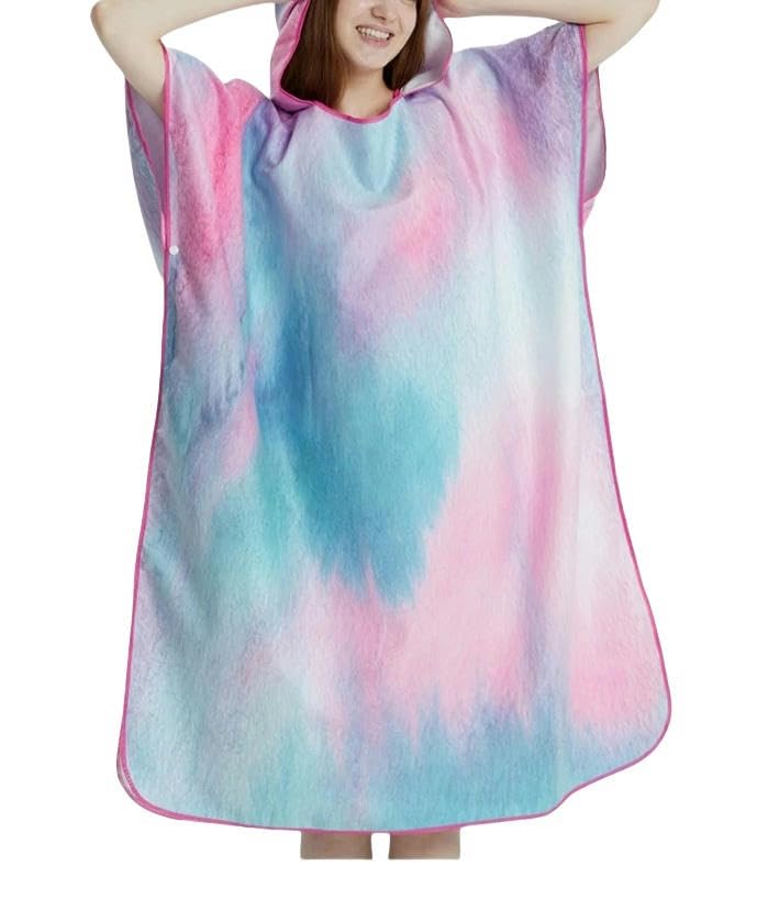 Poncho de surf violet 90x110cm en serviette microfibre pour change de plage et natation