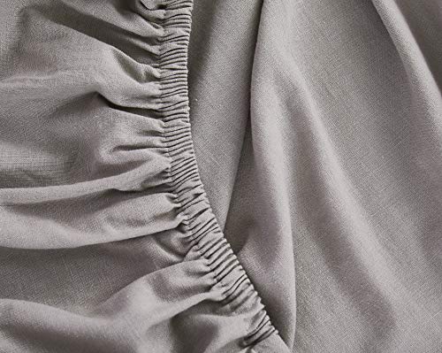 Dapu Cotton Linen Blend Sheets Set, 55% French Linen 45% Long-Staple Cotton, Breathable And Durable, 4 Pcs Set - 1 Flat Sheet, 1 Fitted Sheet, 2 Pillowcases (Gray/Cotton Linen, King) #TOP6