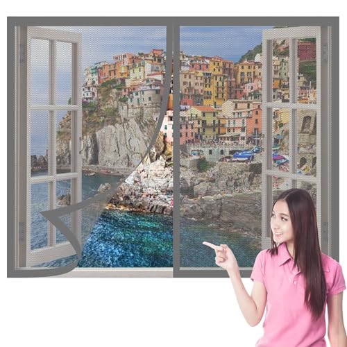 Moustiquaire fenêtre aimantée 65x110 cm en maille grise pour salon - 2
