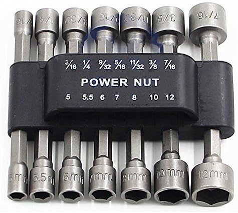 PANOVOS 14pcs Power Nuts Driver Drill Bit Tools Set Metric Socket Wrench Screw 1/4'' Driver Hex Keys