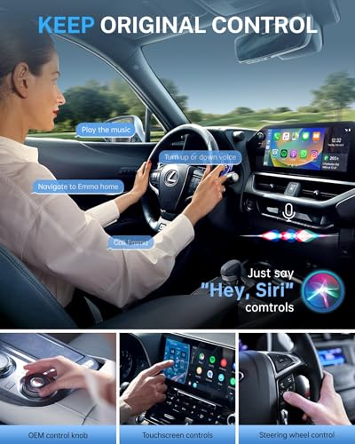 Image of Jemluse Wireless CarPlay Adapter for Apple iPhone - Multi-User Seamless Connection for Convert Wired to Wireless Car Play Adapter - No Latency from iOS 10+ to Screen w /USB C(Charcoal)
