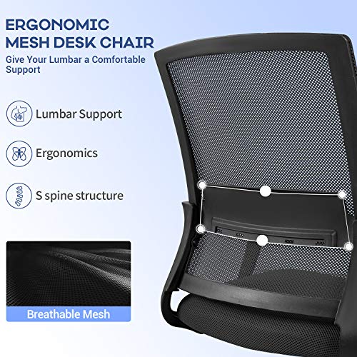Furmax Office Chair Ergonomic Mesh Desk Chair Modern Mid Back Task Chair Home Office Chair With Lumbar Support And Armrest (Black) #TOP3