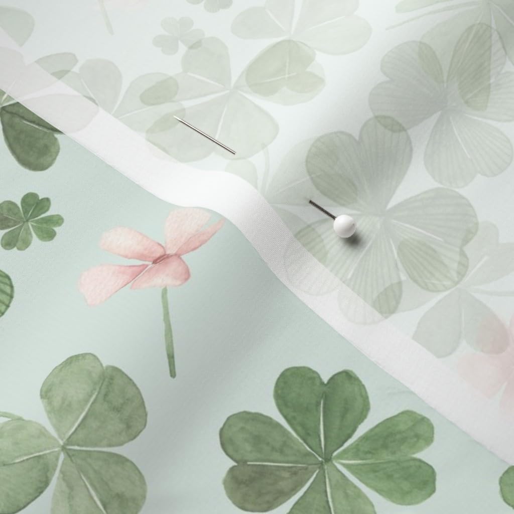 Spoonflower Fabric - St. Patrick's Day Clovers Shamrocks Watercolor Irish Holiday Ireland Printed on Chiffon Fabric by The Yard - Sewing Fashion Apparel Dresses Home Decor
