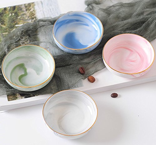 Astra Gourmet Set of 4 Ceramic Marble Pattern Soy Sauce Dipping Bowls/Appetizer Plates/Serving Dishes/Condiment Dish, 3.1-Inch(Assorted Color)