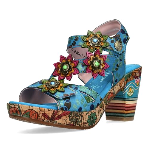 Laura Vita Sandalias Fashion de Cuero Mujer NELLAO 33, Talla:38 EU, Color:Azul