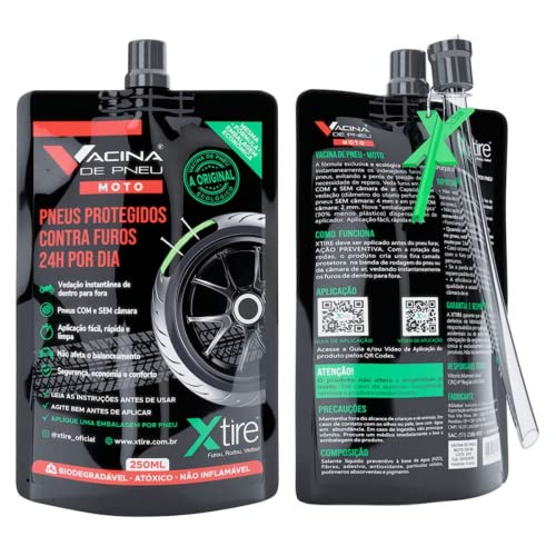 Kit 4 Vacinas Blindagem Selante Para Pneu Moto Xtire 250ml