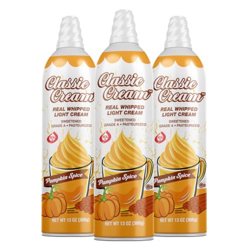 Classic Cream Real Whipped Light Cream Sweetened Pumpkin Spice Pack of 3