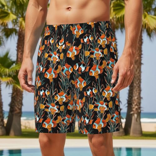 Men's Beach Shorts Quick Dry Swim Trunks Mesh Lining Swim Shorts with Pockets2