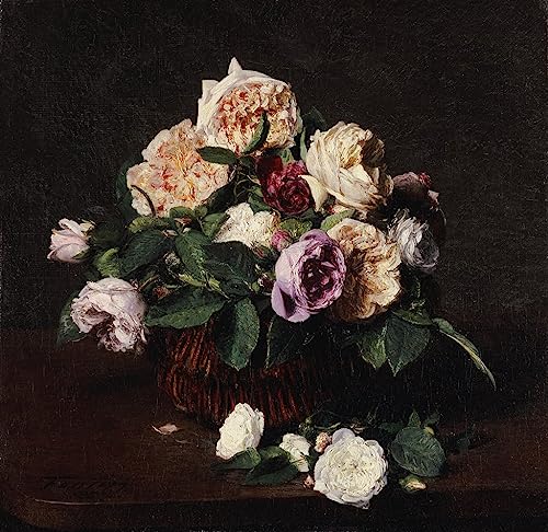 Lienzo impreso con reproducción de cuadro Jarrón de flores de Fantin-Latour de 60x90cm