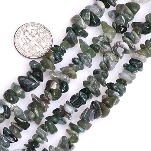 Image of 5-8mm Moss Agate Chips Natural Chip Stone Beads for Jewelry Making
