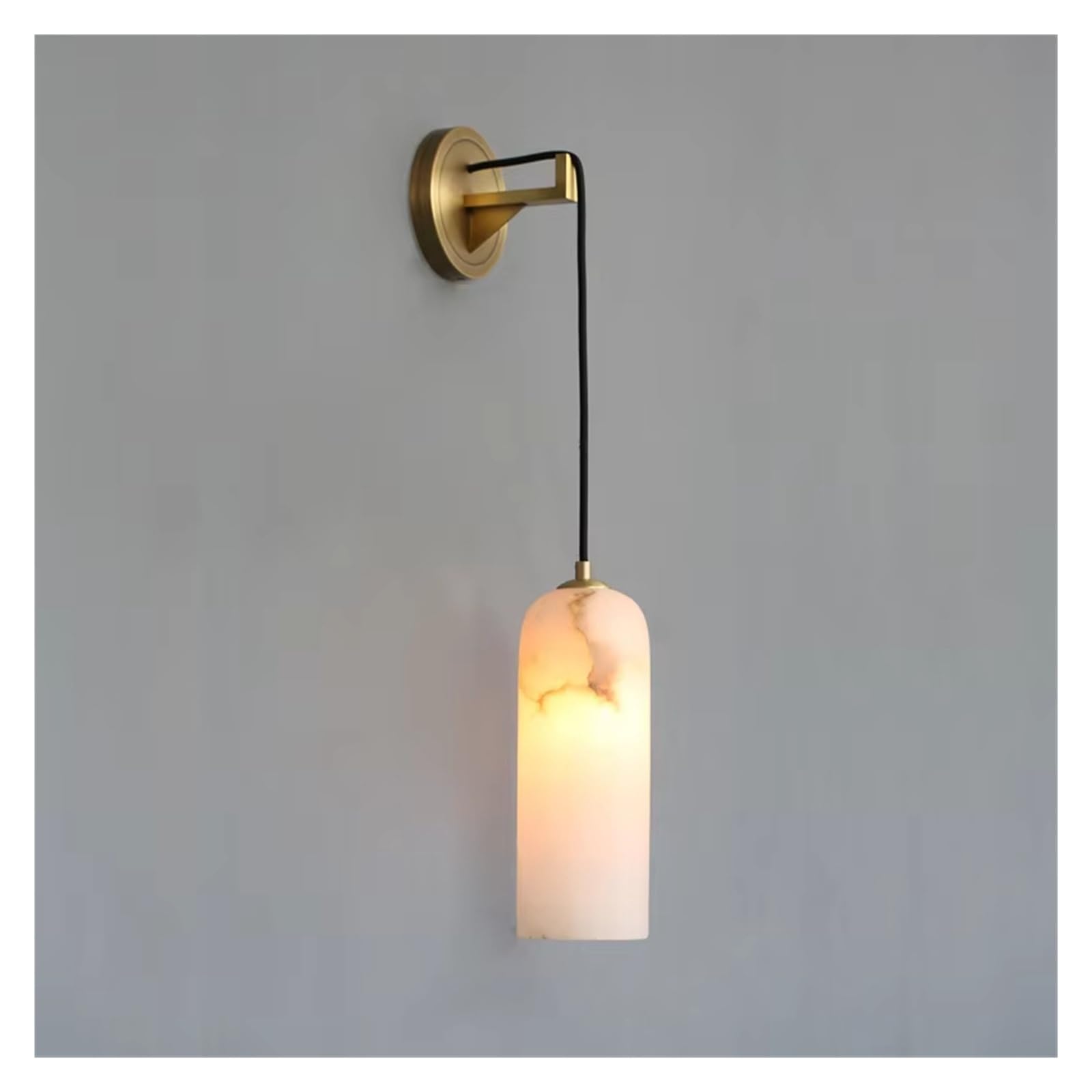 ASerZenith Nordic Design All-Copper Marble Wall Lamp Modern Hotel Homestay Bedroom Bedside Living Room Corridor Aisle Wall Sconces(Cold Light-D10Cm*H26Cm)