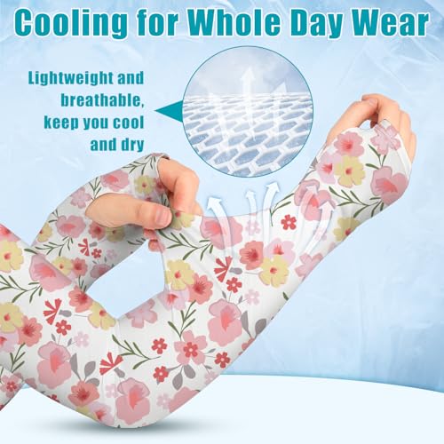 Image of Bebila Gardening Sleeves for Women Farm UV Sun Protection Anti-Scratch Cooling Sleeves with Thumb Hole Arms Cover Outdoors