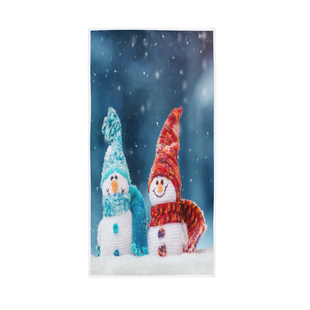 LSRCPD Cute Snowmans on Soft Snow Soft Large Hand Towels Bath Towel Multipurpose for Bathroom Hotel Gym Spa 30"x15"
