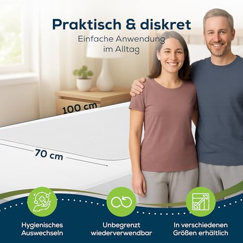 Sensalou Matratzen Auflage 70x100 cm wasserdicht - 2 Stück Inkontinenz Matratzenschutz Unterlage waschbar