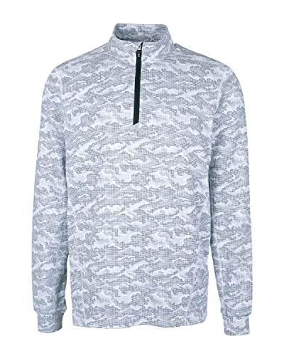 Cutter & Buck Traverse Camo Print Stretch Quarter Zip Mens Big and Tall Pullover, Charcoal, XLT