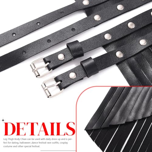 Leather Fringe Belt Fashion Rave Black Short Skirts for Women3