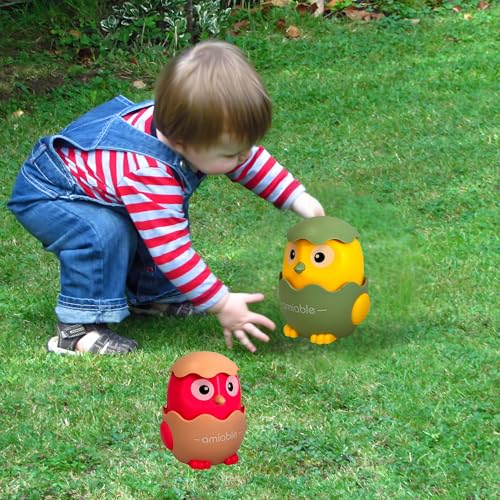 Image of Crackles Press & Go Chick Toy for Babies & Toddlers - Cute Cartoon Push and Go Animal Car - Battery-Free Mini Toy for Early Play - Multicolor - Pack of 1