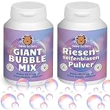 Polvo concentrado de burbujas para 40 l – 160 g de polvo de burbujas de jabón producen hasta 40 l de líquido de burbujas – suficiente para muchas horas de diversión con tu juego de burbujas gigantes