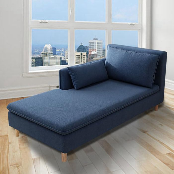 Image of Nordic Chaise Lounge Sofa Chaise Lounger Seater Ottoman Sofa Bench Pouf Puffes Sofa Lounge for Living Room Couch Chaise Furniture (Blue)