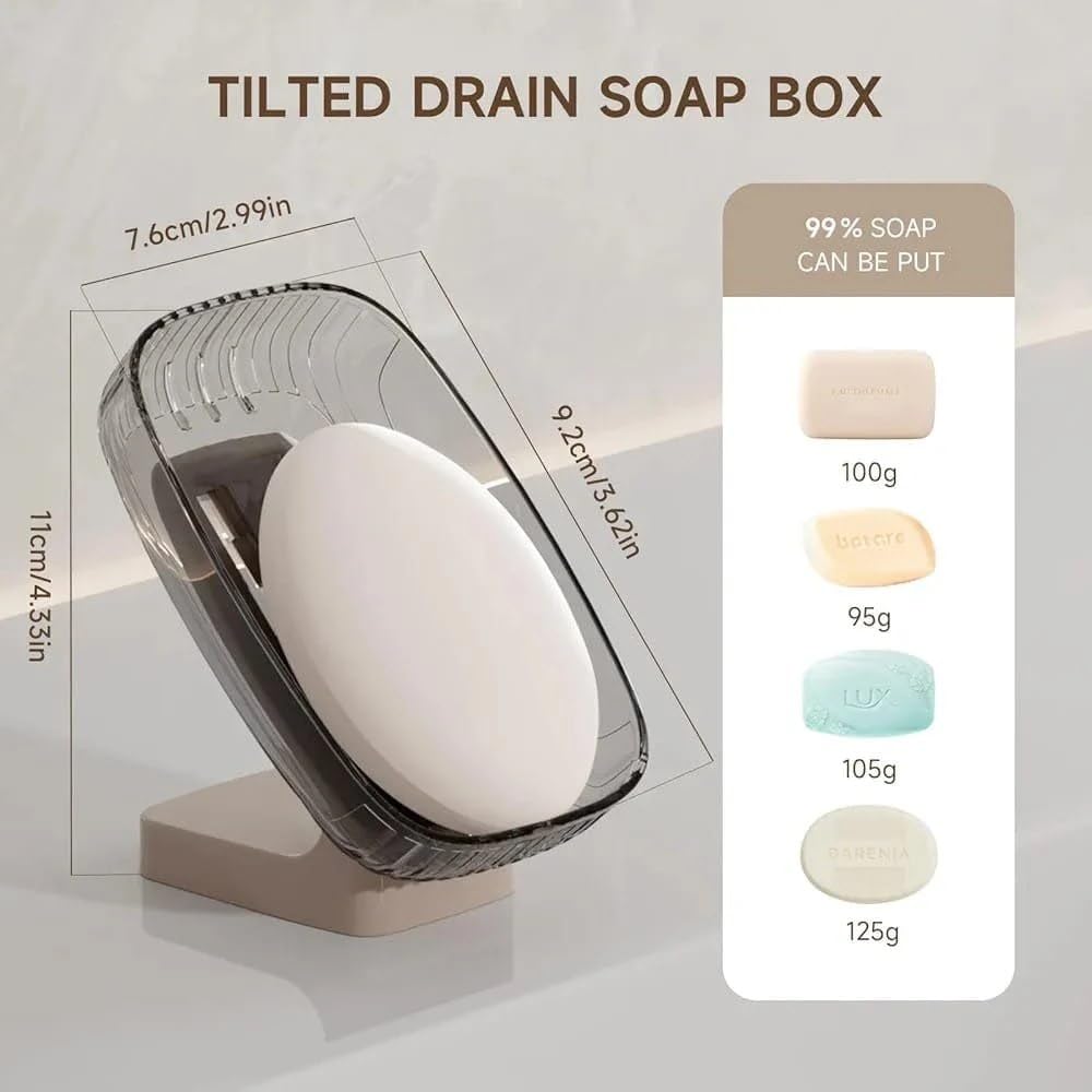 Kedar Self-Adhesive Soap Holder for Bathroom | Wall Mounted No-Drill Soap Stand with Water Drainage | Strong Sticker Plastic Soap Dish for Wash Basin, Kitchen Sink & Shower 3