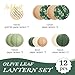 AOBKIAT Party Decorations Paper Lanterns Set,12PCS Sage Green Brown Chinese Japanese Hanging Paper Lantern for Green Boho Wedding Party,Birthday, Bridal Showers,Neutral Party Decor