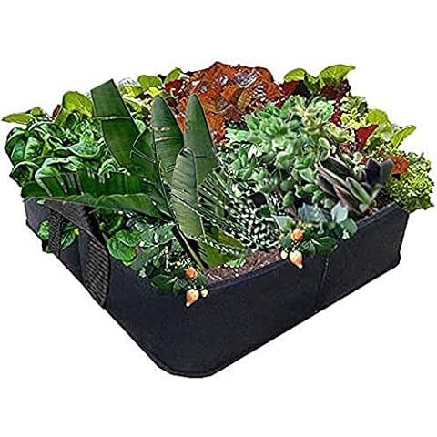 Hoiwang 2 Pack Raised Garden Bed Reusable Rectangle Plant Grow Bags Aeration Fabric Planter Pots with Handle Planting Bag for Vegetables Potatoes Tomatoes Plant in Outdoor Indoor Patio Black Cover