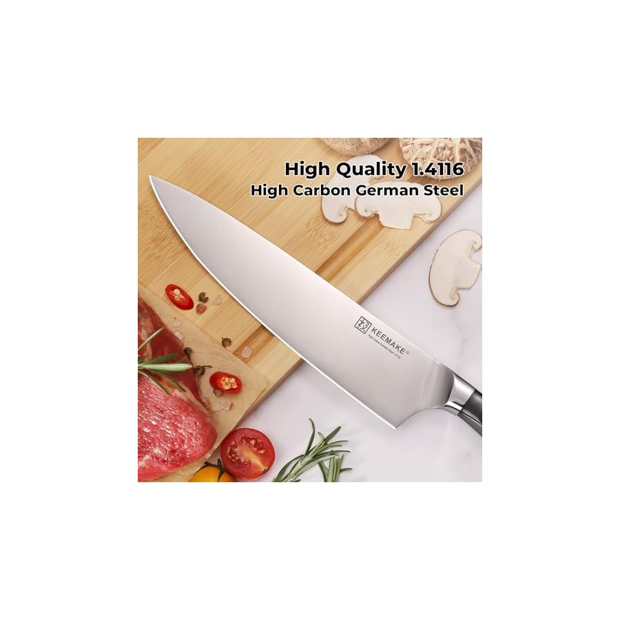 KEEMAKE-Chef-Knife-Set-6PCS-Ultra-Sharp-Kitchen-Knives-with-Ergonomic-Handle-High-Carbon-Stainless-Steel-Kitchen-Knife-Set-Forged-Cooking-Knife-Set-for-Slicing-Meat-Vegetable-Bread-And-Fruit KEEMAKE Chef Knife Set, 6PCS Ultra Sharp Kitchen Knives with Ergonomic Handle, High Carbon Stainless Steel Kitchen Knife Set, Forged Cooking Knife Set for Slicing Meat Vegetable Bread And Fruit