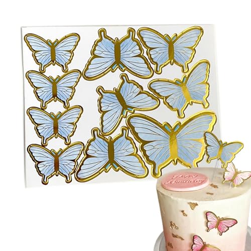 Decoración de mariposa para tartas, decoración de tartas de cumpleaños, decoración de mariposa con purpurina para tartas, elegante decoración de papel para cupcakes, accesorios para hornear,