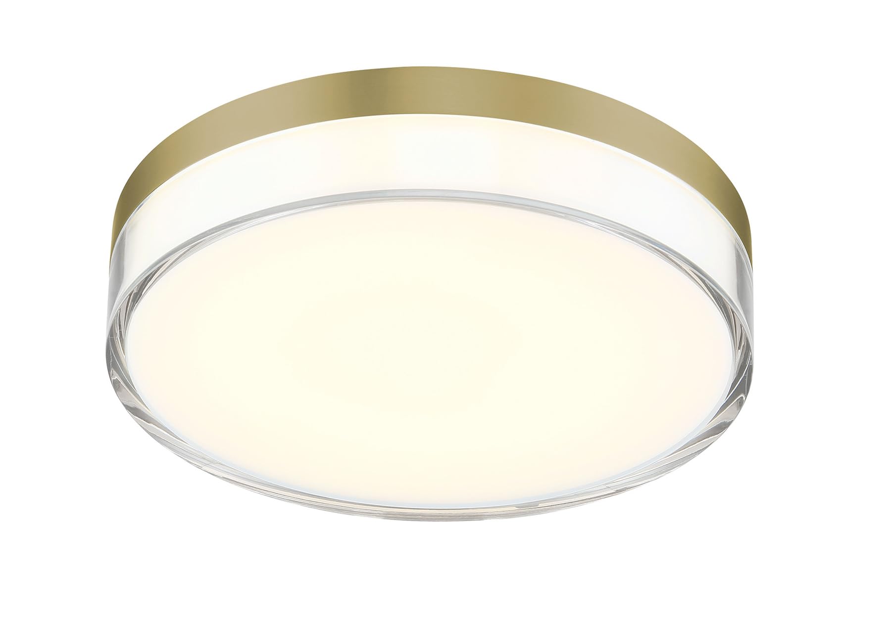 Minka Lavery 749-2-787-L Vantage Clear Acrylic Outdoor LED Flush Mount Ceiling Light, 1-Light 16 Watt, 2" H x 7" W, Ashen Brass