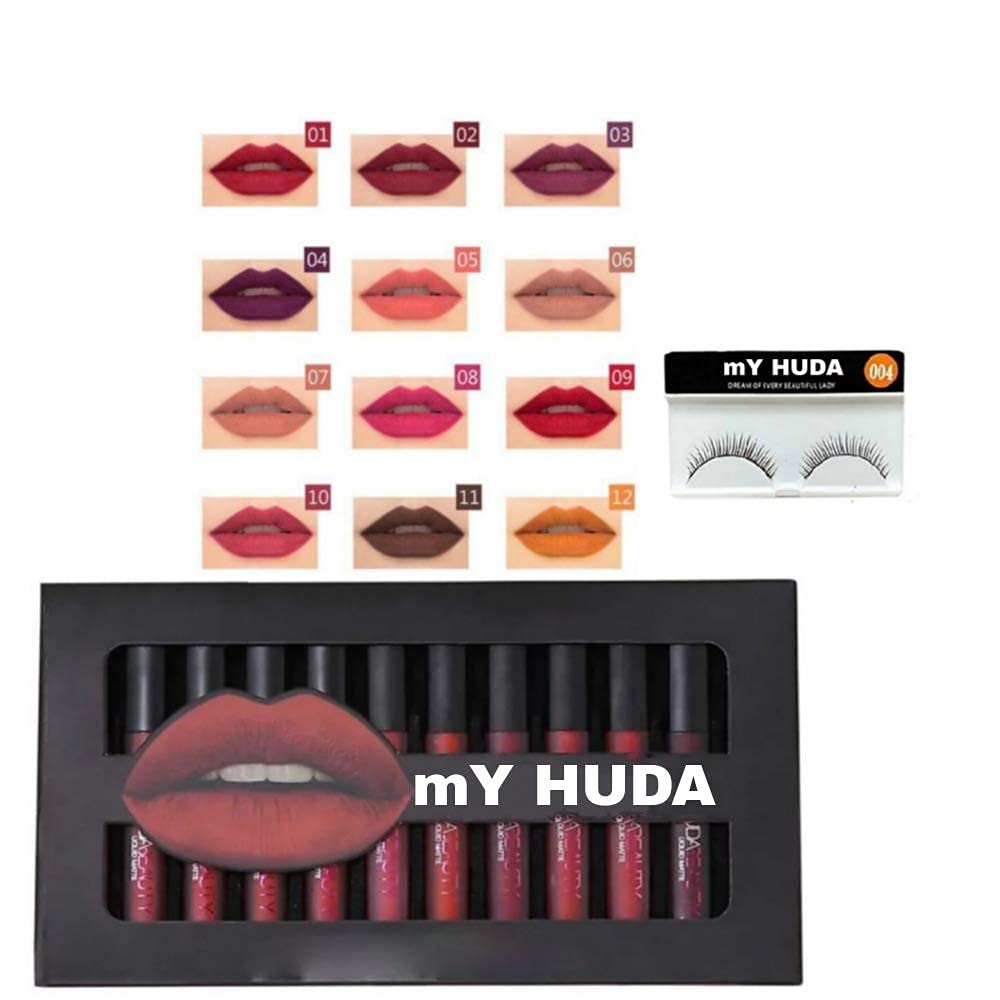 mY HUDA Matte Finish Lipstick Makeup Combo (Multicolor) - Set of 12