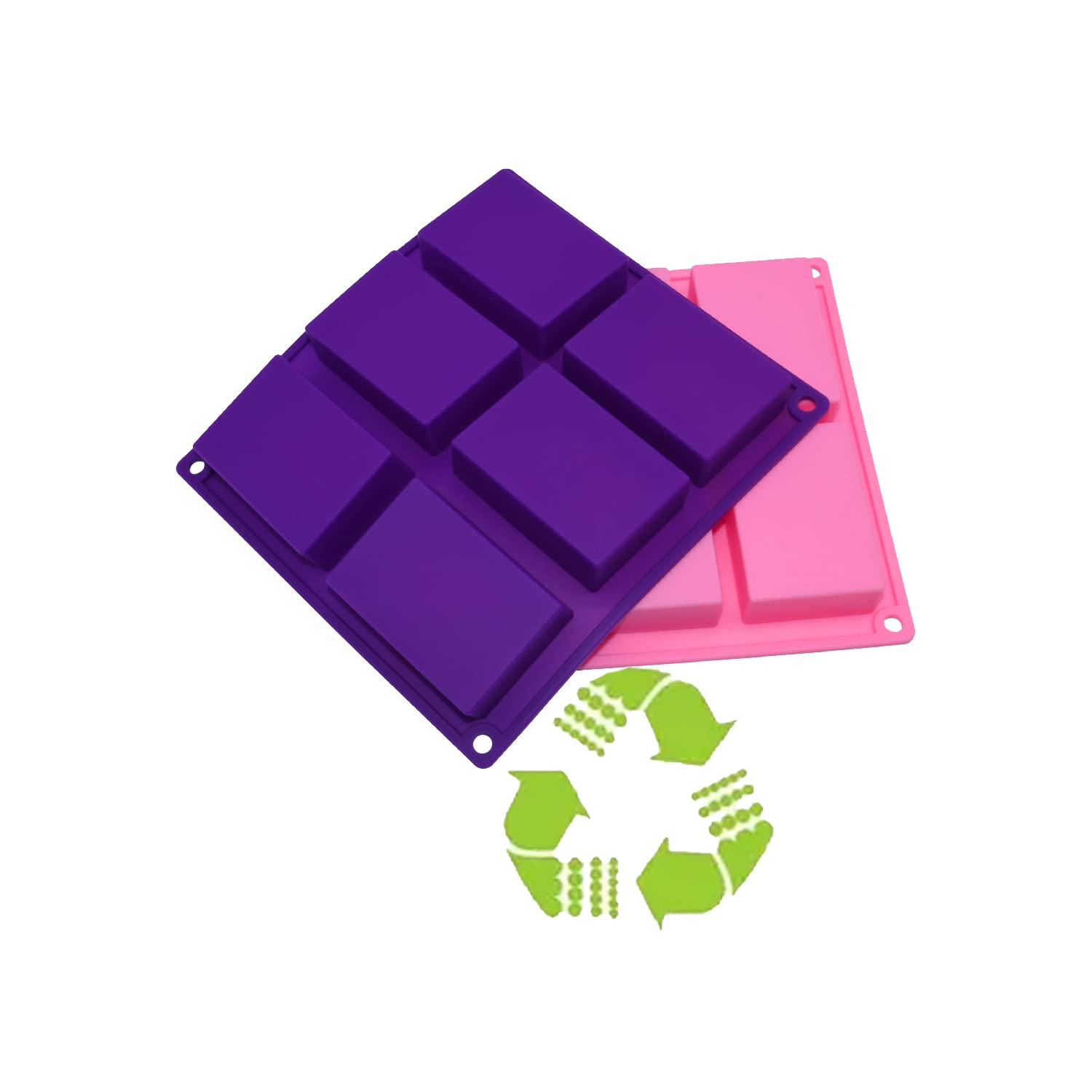 Bangp Moldes rectangulares de silicona, moldes de jabón caseros, pasteles, pan, moldes para hornear, chocolate, dulces, cubitos de hielo, jaboneras, manualidades