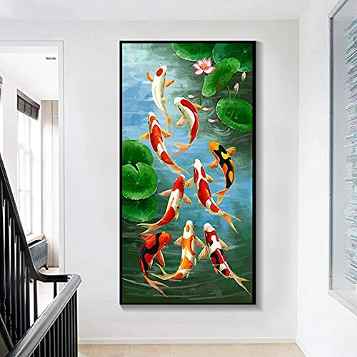 Décoration murale Feng Shui salon et peinture poisson Koi asiatique