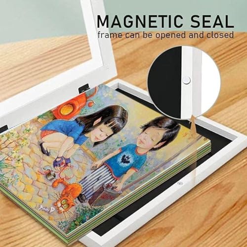 WeePro [4-Pack Kids Art Frames - Changeable Front Opening 8.5 x 11 Holds 150 Pics, Ideal for Kids Art, Portfolio, Pictures, Drawings (White)