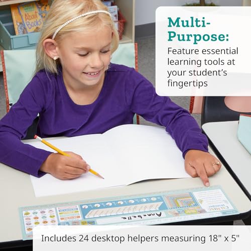 Image of Really Good Stuff Paw Prints Desktop Reference Nameplates, 24-Pack | Ages 5+, Kindergarten+, Self-Adhesive Deluxe Plastic with Letters, Numbers, Colors, 3D Shapes, 120 Grid, Base 10 and Time