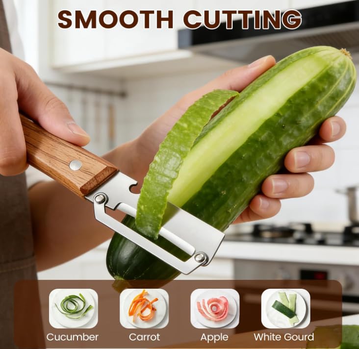 Multi-Functional Vegetable Peeler for Kitchen, with Ergonomic Non-Slip Handle, Good Sturdy, 2 in 1 Fruit Peeler and Bottle Opener, best for potato, vegetable, apple, carrot and more(2pcs) — view 6