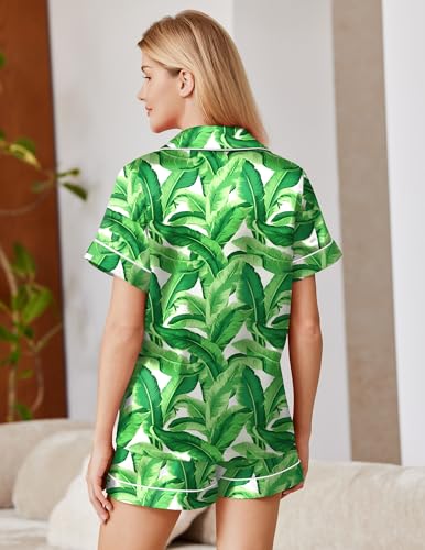 Image of Ekouaer Satin Pajamas for Women Silk Pjs Short Set 2 Piece Lounge Sets