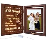 soruney Best Friend Light Up Picture Frame, Rotating Wooden Photo Frame for 2 Vertical 4x6 Photos, Friendship Gifts for Women Bestie Bff Birthday Graduation
