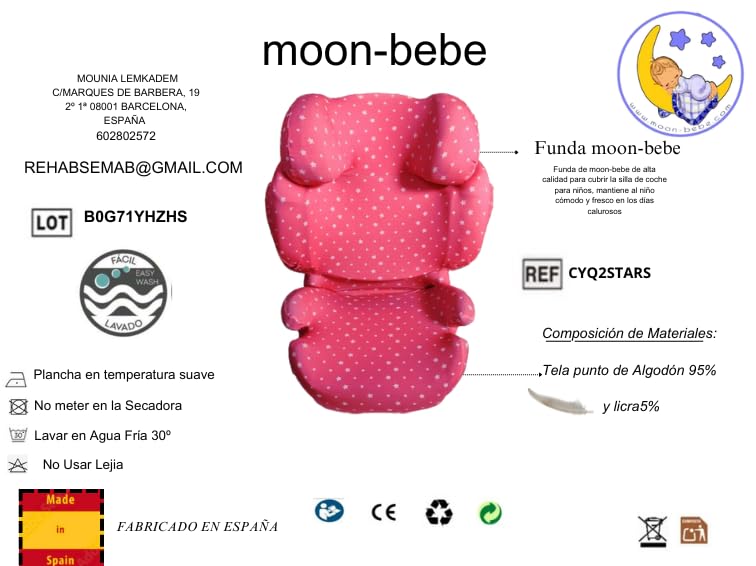 moon-bebe Funda Compatible con Silla de Coche Cybex Solution Q2 Fix (ROSA)