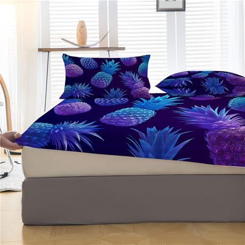 Drap housse 90x190 bleu-violet de qualité supérieure en décoratif dégradé