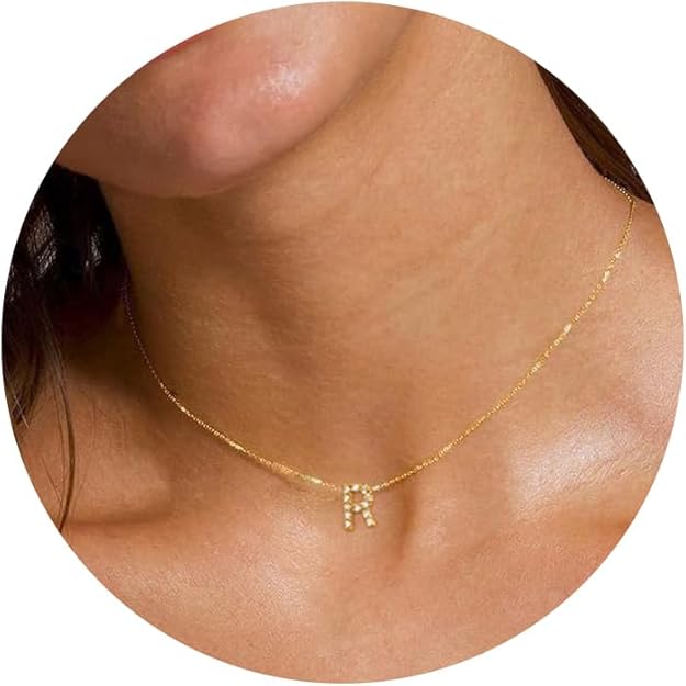 Initial Heart Necklaces for Women - Dainty Cute Necklace Small Layered 14K Gold Plated A-Z Letter CZ Pendant Trendy Satellite Chain Necklaces for Women Non Tarnish Gold Jewelry Set Gift
