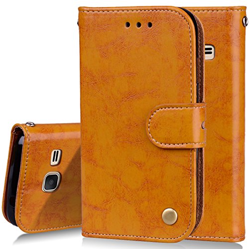 Rfvzubemok Compatible with Samsung Galaxy J1 Mini J105B Wallet Magnetic Closure Case Cover,Compatible with Samsung Galaxy J1 Mini J105B Flip Kickstand Case Brown