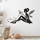 MEFOSS Fairy Wall Stickers Girls Flower Fairy Wall Decal Art Murals Peel and Stick Girls Bedroom Pla