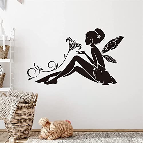 Mefoss Fairy Wall Stickers Girls Flower Fairy Wall Decal Art Murals Peel And Stick Girls Bedroom Playroom Baby Nursery Wall Decor #TOP13