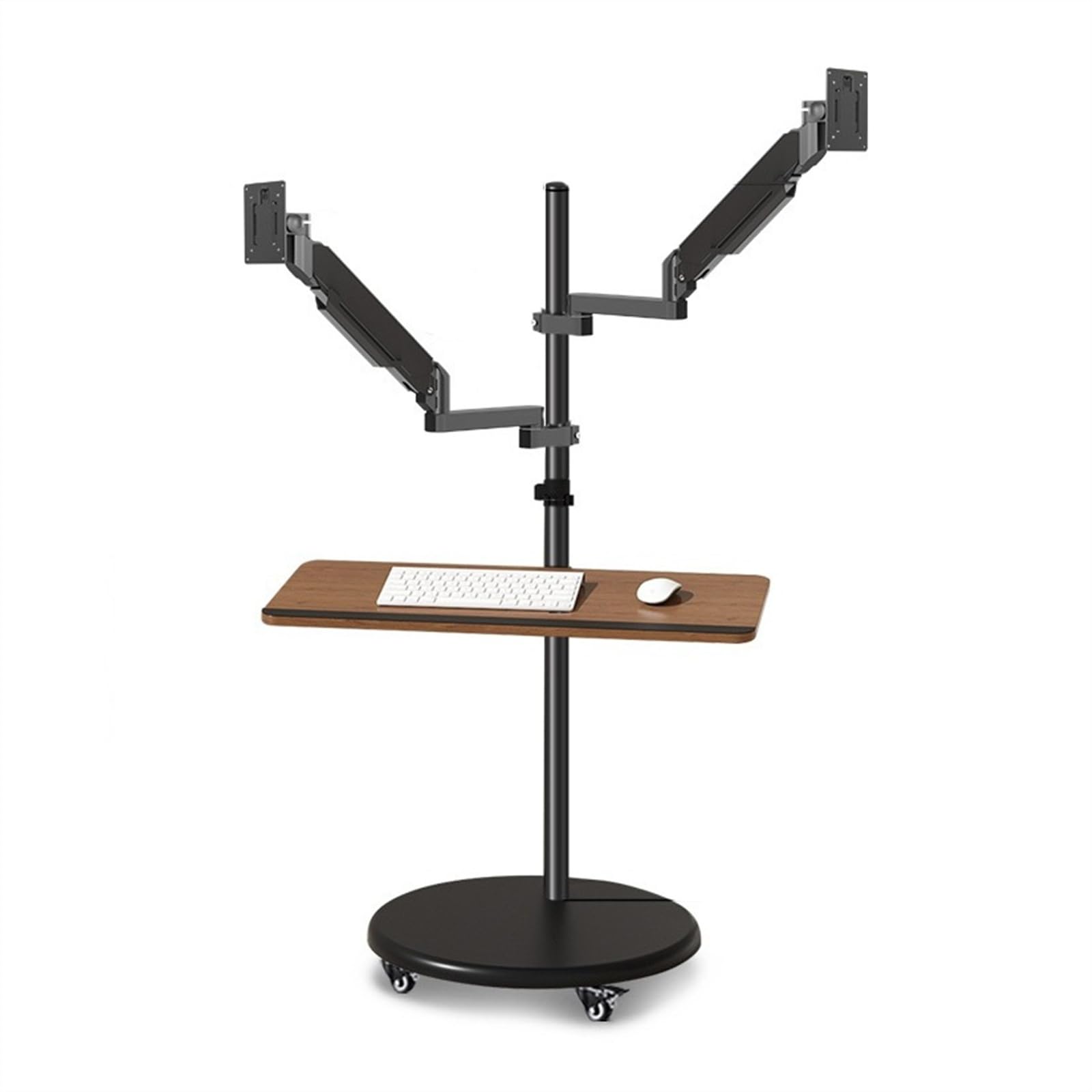 Monitor Stand Dual Monitor Mount Stand with Keyboard Tray 14-43 Mulitiuse Rolling Monitor Floor Stand Mobile Workstation Height