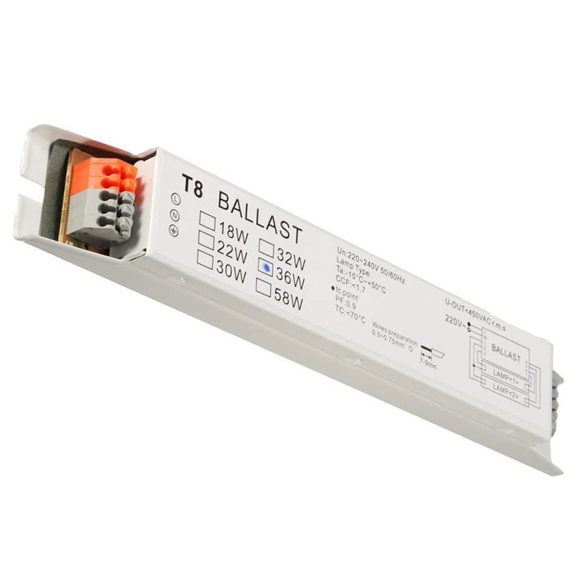Electronic Ballast 2x36W Wide Voltage Fluorescent Light Instant Start Energy Saving Lamp Ballast, Fluorescent Lamp